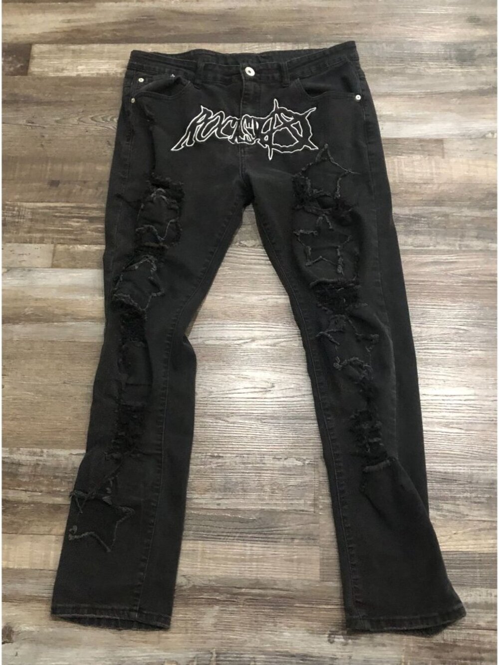 Rockstar Jeans Wear Mens 36x31 Black Slim Fit Embroidered Jeans